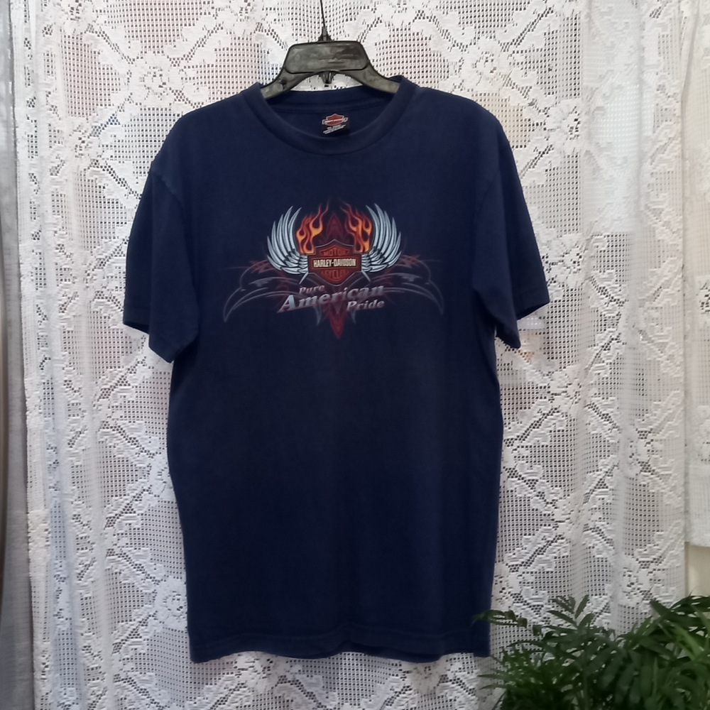 Harley Davidson Austin Texas 2 Sided Blue Short Sleeve Graphic T Shirt Size L